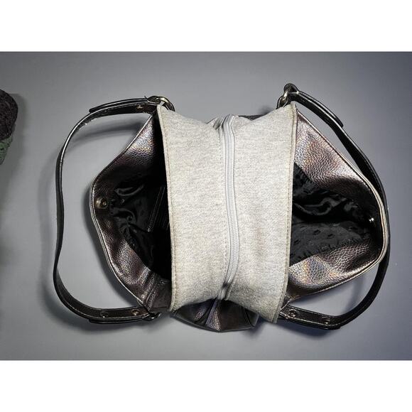 Juicy Couture Y2K Shoulder Bag Womens Gray Hobo Iridescent Trim Velvet Logo - Picture 7 of 14